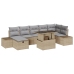 Conjunto de Sofá de Jardín de 8 Piezas con Cojines Beige Ratán