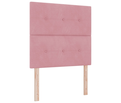 Cama con Base de Resortes con Colchón Rosa 90x200 cm Terciopelo