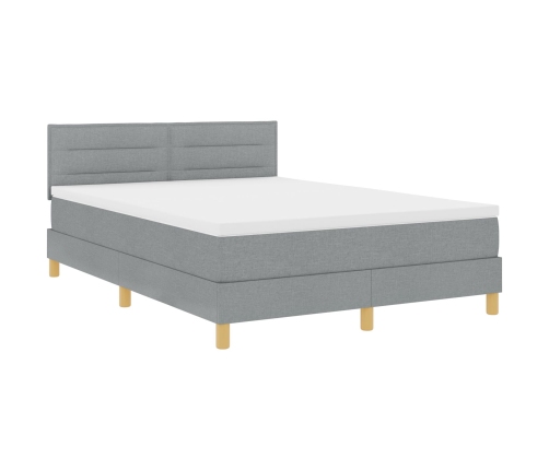 Cama Box Spring  con Colchón y Luz LED Gris Claro 160x200 cm Tela