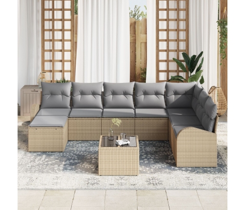 Juego de sofá de jardín  Set de 9 Beige Rattan