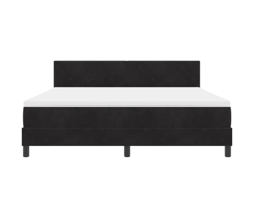 Cama con somier y colchón  Negro Super King Terciopelo