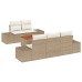 Juego de Sofá de Jardín de 6 Piezas con Cojines Beige Poly Rattan Acacia