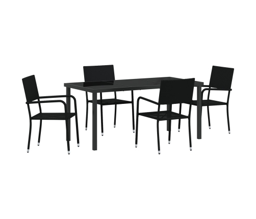 Conjunto de Comedor Jardín de 5 Piezas Black Poly Rattan