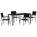 Conjunto de Comedor Jardín de 5 Piezas Black Poly Rattan