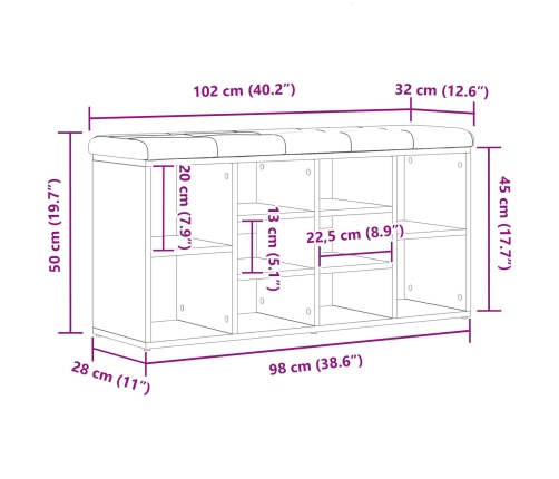 Banco de Almacenamiento  Negro de Roble 100x30x48 cm de Madera Elaborada