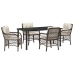 Conjunto de Comedor de Jardín de 5 Piezas con Cojines Marrón Poliratán