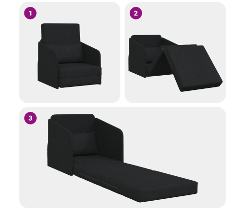 Sofá Cama Negro 2-en-1 65x80x83 cm