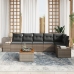 Set de Sofá de Jardín de 7 Piezas con Cojines Gris Ratán Poliéster Acacia