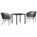 Set de Comedor de Jardín  de 3 piezas con Cojines Negro Poliratán