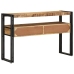 Mesas Auxiliares  Negras 120x33x75 cm de Madera Maciza de Mango y Metal
