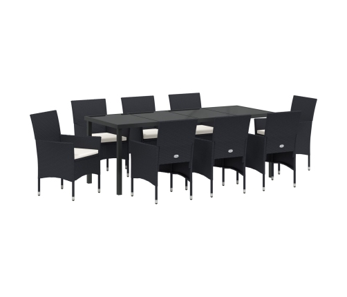 Juego de Comedor de Jardín de 9 Piezas  Negro Poliratán
