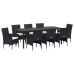 Juego de Comedor de Jardín de 9 Piezas  Negro Poliratán