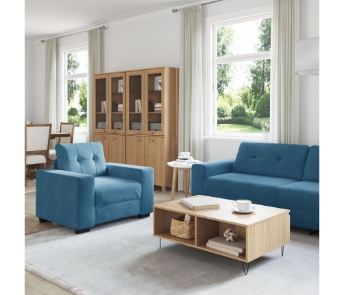 Conjunto de Sofá de 3 Piezas con Cojines de Terciopelo Azul