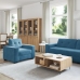 Conjunto de Sofá de 3 Piezas con Cojines de Terciopelo Azul