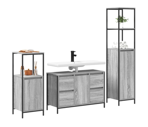 Conjunto de muebles de baño de 3 piezas  en madera elaborada gris sonoma
