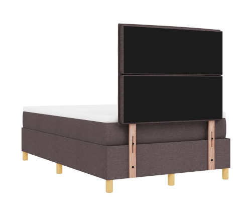 Cama Box Spring con Colchón y Banco Marrón Oscuro 120x200 cm Tela