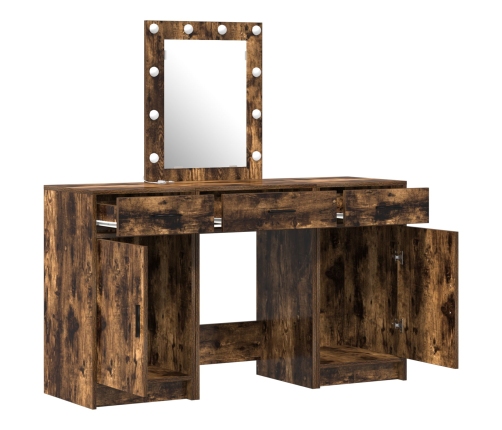 Set de tocador de 3 piezas  con LEDs en madera de roble ahumado