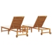 Tumbonas  2 pcs con Mesa y Cojines de Madera Maciza de Acacia, Tumbona  con Cojines Crema de Madera Maciza de Acacia, Mesa Lateral de Jardín  35x35x34 cm de Madera Maciza de Acacia