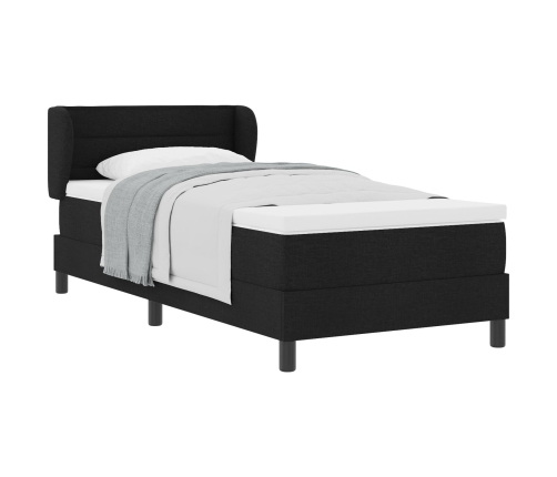 Cama Box Spring de  con Colchón Negro 100x200 cm de Tela