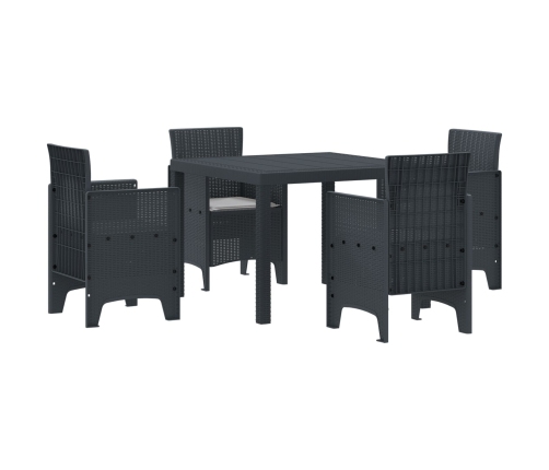 Conjunto de Comedor de Jardín de 5 Piezas  con Cojines de Polirratán Antracita