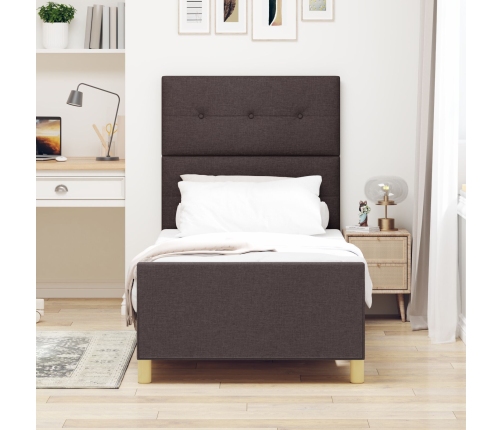 Estructura de cama  marrón oscuro 90x190 cm Tela