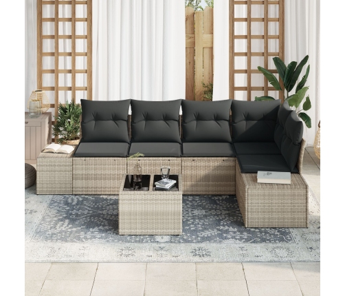 Conjunto de 6 Piezas de Sofá de Jardín con Cojines Gris Poliratán