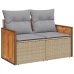 Juego de Sofás de Jardín de 10 Piezas con Cojines Beige Ratan Poly Acacia,  Sofá de Jardín de 2 Plazas con Cojines Beige Ratan Poly,  Juego de Comedor de Jardín de 3 Piezas con Cojines Beige Ratan Poly Acacia