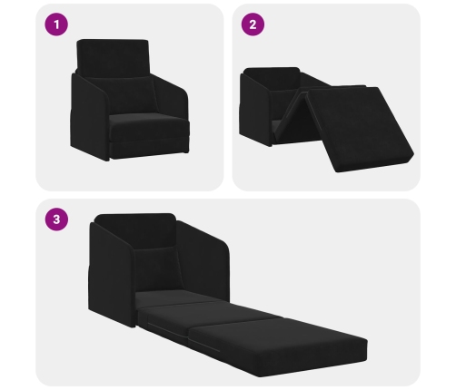 Sofá cama  2 en 1 Negro 65x80x83 cm Terciopelo