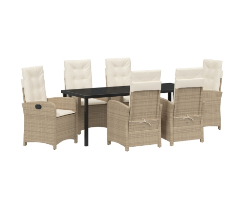 Conjunto de Comedor de Jardín de 2 Piezas de  con Cojines en Ratán Poliéster Beige