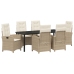 Conjunto de Comedor de Jardín de 2 Piezas de  con Cojines en Ratán Poliéster Beige