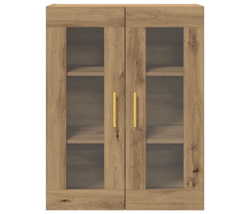 Armario de pared con puertas de vidrio en roble artesano 69,5x34x90 cm