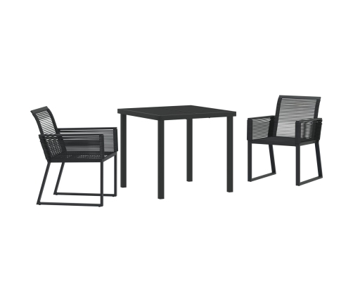 Juego de Comedor de Jardín de 3 Piezas  Negro Poliratán