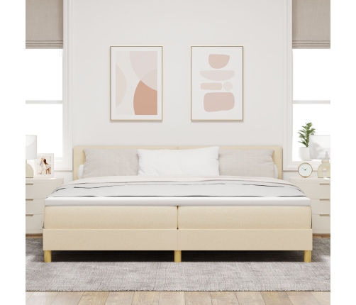 Cama con Resortes con Colchón Crema 200x200 cm Tela
