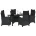 Set de Comedor de Jardín de 5 Piezas con Cojines de Rattán Poliéster Negro