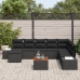 Conjunto de Sofá de Jardín de 9 Piezas con Cojines Negro Poliratán Acacia