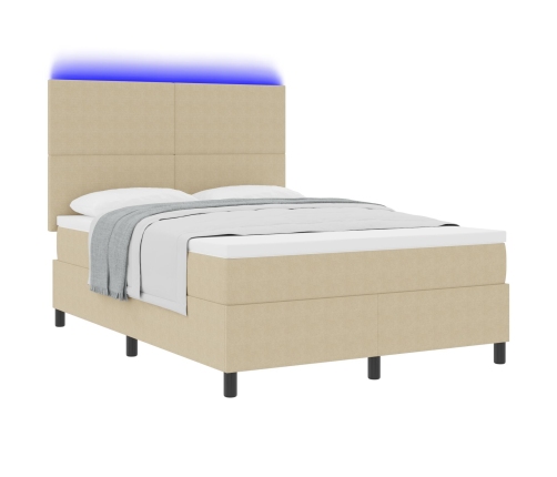 Cama con base tapizada  con colchón y luz LED verde gris 160x200 cm tela de corduroy