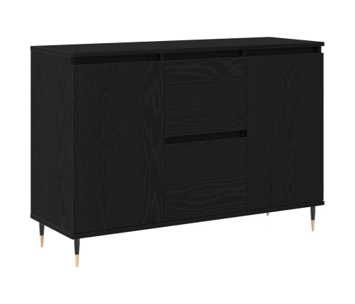 Sideboard  con Puertas y Cajones Negro Roble 101,5x35x70 cm