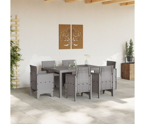Juego de Comedor de Jardín de 7 Piezas con Cojines Gris Claro Poly Rattan