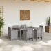 Juego de Comedor de Jardín de 7 Piezas con Cojines Gris Claro Poly Rattan