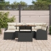 Conjunto de Comedor de Jardín de 7 Piezas con Cojines Negro Poliratán Acacia