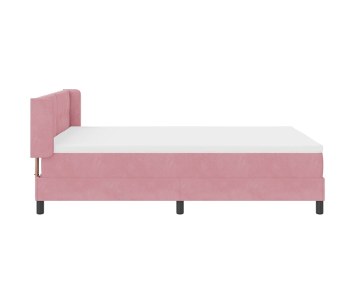 Cama con somier y colchón  Rosa 140x200 cm Terciopelo