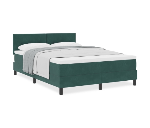 Cama Box Spring  con colchón Verde Oscuro 140x200 cm Terciopelo