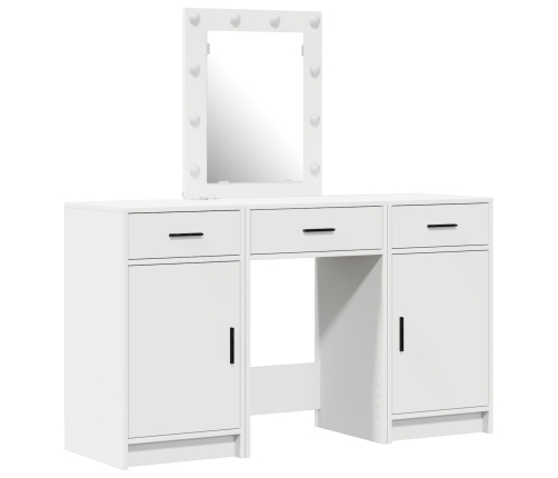 Conjunto de tocador  de 3 piezas con LED de madera blanca