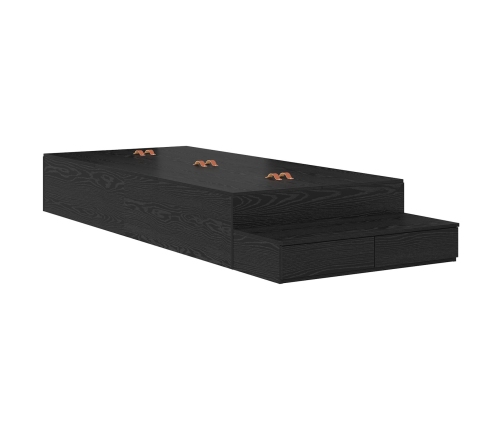 Cama con Almacenamiento  Roble Negro Madera Resistente