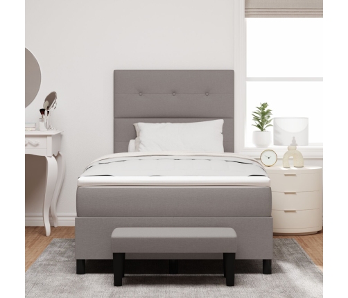 Cama Box Spring  con Colchón y Banco Taupe 120x200 cm Tela