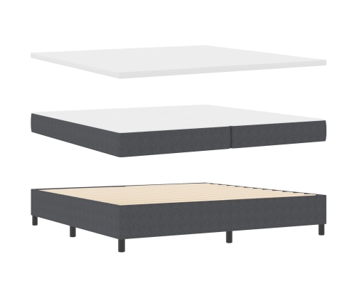 Cama con Base  con Colchón Gris Oscuro 200x200 cm Tela de Corduroy