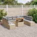 Conjunto de Sofá de Jardín  10 Piezas Beige, Gris Rattan, Poliéster