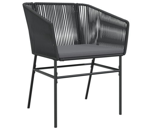Set de 4 Negro Poliratán PE Estándar Duradero Silla de Jardín