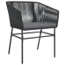 Set de 4 Negro Poliratán PE Estándar Duradero Silla de Jardín