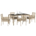 Conjunto de Comedor de Jardín de 5 Piezas con Cojines Beige de Poliratán